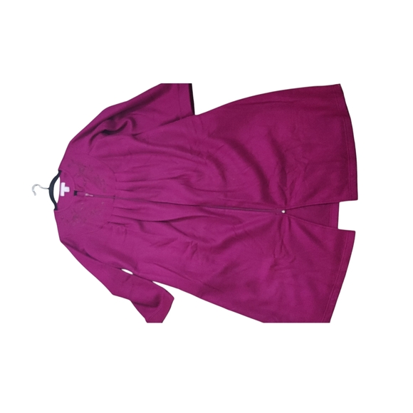 Miss Elaine Embroidered Zip-Up Robe - Deep Pink - Picture 8 of 10